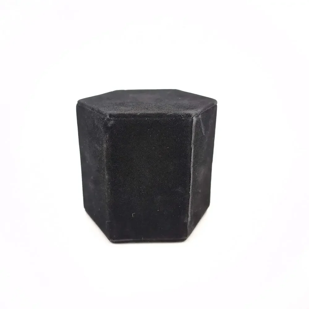 Black Velvet Hexagon Jewelry Display Ring Earrings Pendant Necklace Riser - GUC
